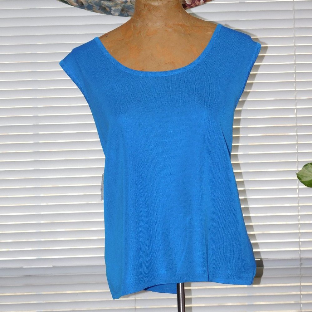 NWT $105 Teal Blue Shell Top MING WANG PXL XL 18 20